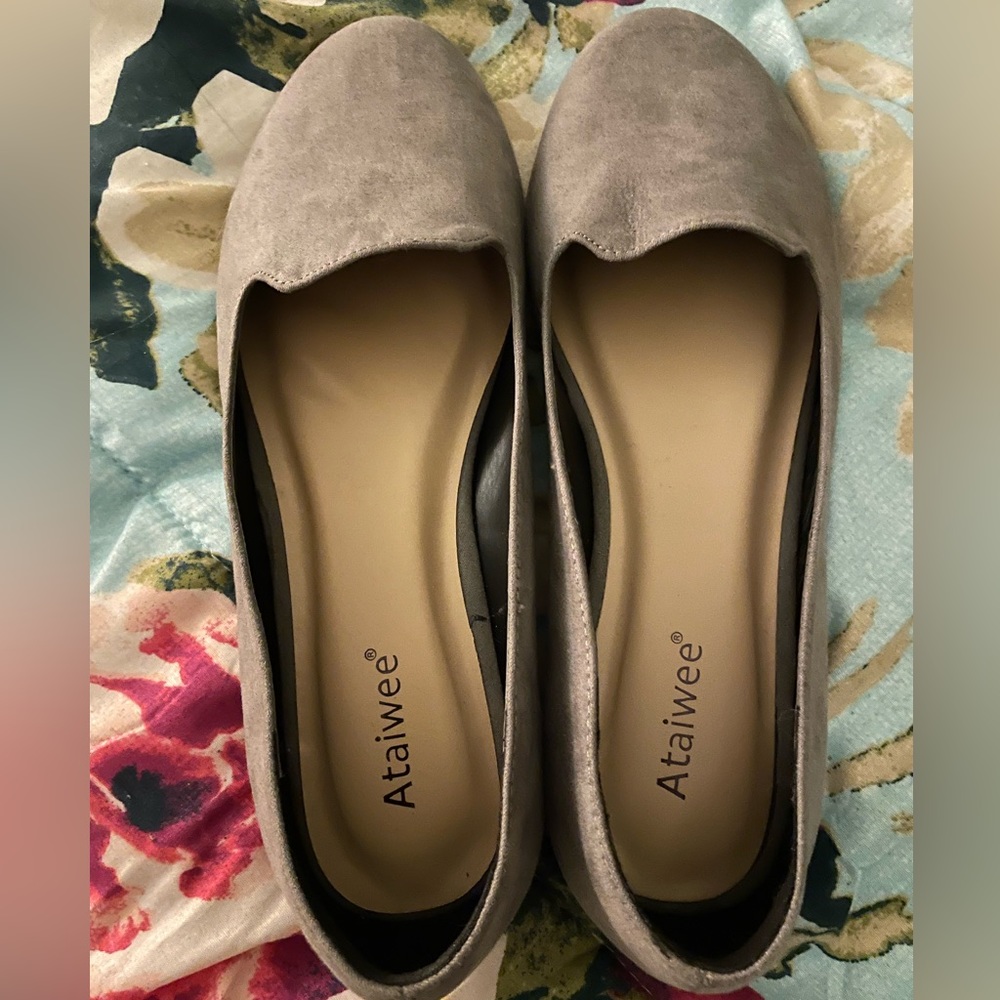 Gray slip on flats